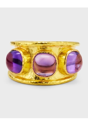 19K Amethyst Tapered Cigar Band Ring, Size 6.5