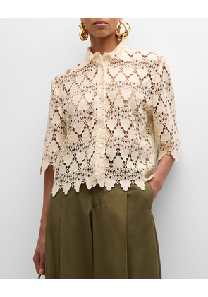 Lace Button-Front Shirt