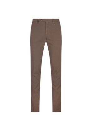 PT Torino Brown Stretch Cotton Slim Fit Trousers