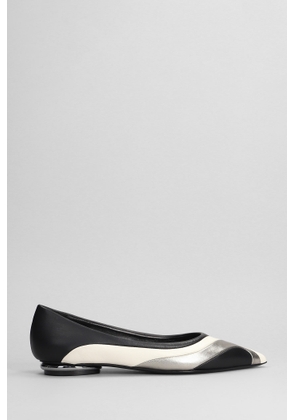 Marc Ellis Ballet Flats In White Suede And Leather