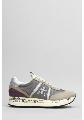 Premiata Conny Sneakers In Taupe Suede And Fabric