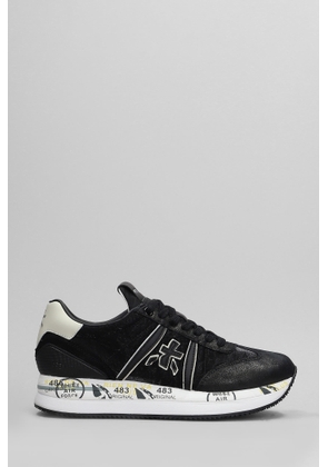 Premiata Conny Sneakers In Black Leather And Fabric