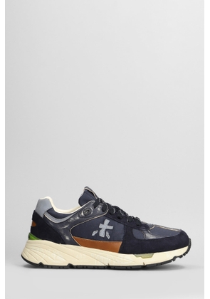 Premiata Mase Sneakers In Blue Suede And Fabric