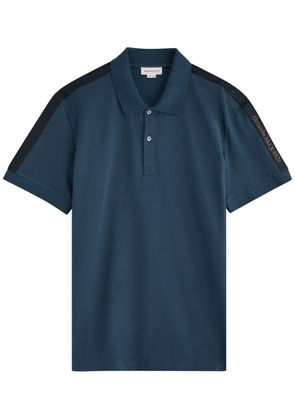 Alexander Mcqueen Logo-appliqué Piqué Cotton Polo Shirt - Navy - S