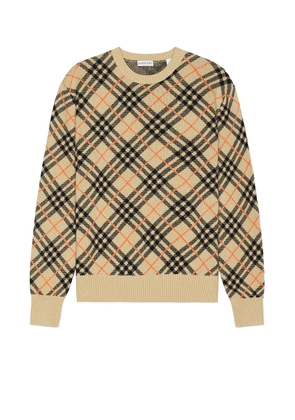 Burberry Cashmere Crewneck in Sand Check - Brown. Size M (also in ).