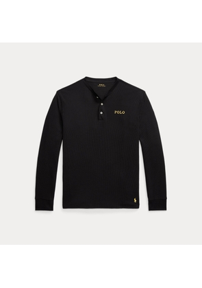 Waffle-Knit Henley Sleep Shirt