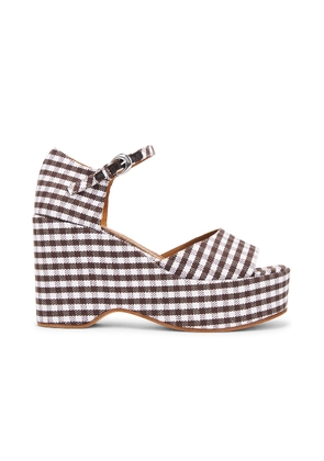 Staud Stella Platform Sandal in Dark Chocolate Micro Check - Brown. Size 37 (also in 38, 39, 40).