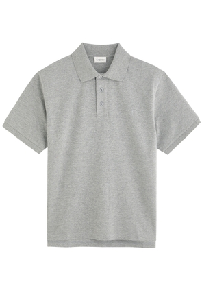 Saint Laurent Logo-embroidered Piqué Cotton Polo Shirt - Grey - M