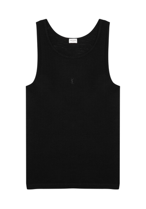 Saint Laurent Leo Logo-embroidered Wool Tank - Black - M
