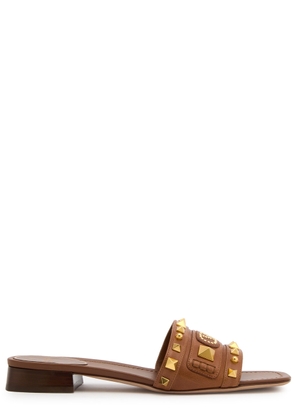 Valentino Garavani Plaster Caster Embellished Leather Sliders - Brown - 40 (IT40 / UK7)