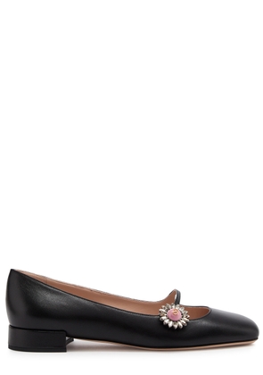 Valentino Garavani Mary Jane Embellished Leather Ballet Flats - Black - 36 (IT36 / UK3)