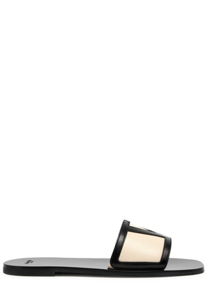 Valentino Garavani Viva Superstar Vlogo Leather Sliders - Black And White - 38 (IT38 / UK5)