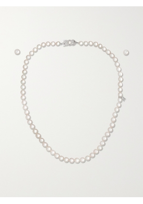 Mikimoto - 18-karat White Gold Pearl Necklace And Earrings Set - One size