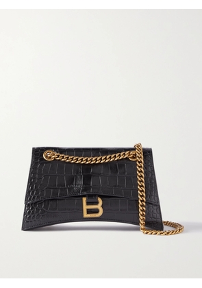Balenciaga - Crush Croc-effect Leather Shoulder Bag - Black - One size