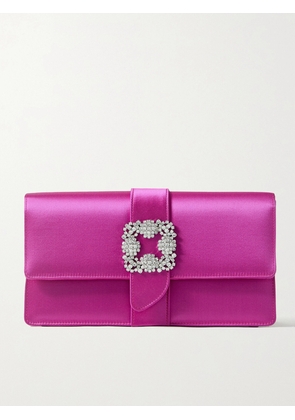 Manolo Blahnik - Capri Crystal-embellished Satin Clutch - Purple - One size