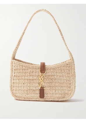 SAINT LAURENT - Le 5 À 7 Leather-trimmed Raffia Shoulder Bag - Neutrals - One size
