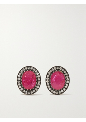 Amrapali London - Rajasthan Rhodium-plated 18-karat Gold, Ruby And Diamond Earrings - One size