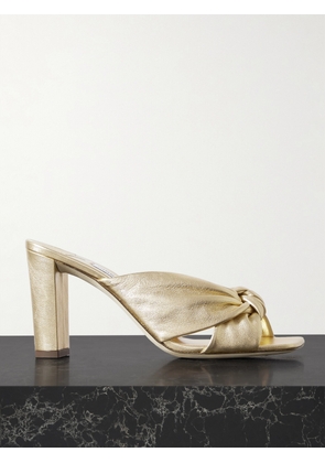 Jimmy Choo - Avenue 85 Knotted Metallic Leather Mules - Gold - IT34,IT35,IT36,IT36.5,IT37,IT37.5,IT38,IT38.5,IT39,IT39.5,IT40,IT40.5,IT41,IT41.5,IT42