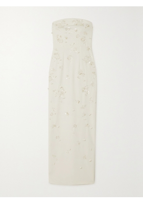 Clio Peppiatt - Strapless Embellished Stretch-crepe Gown - Ivory - x small,small,medium,large,x large