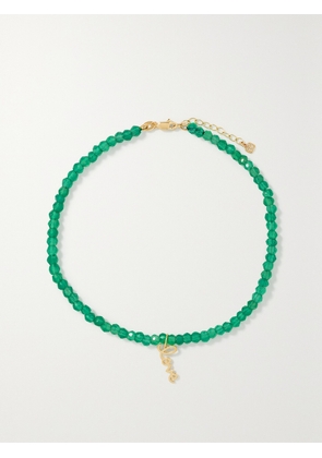 Sydney Evan - Tiny Pure Love 14-karat Gold Onyx Anklet - One size