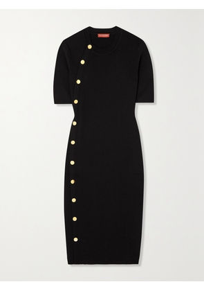 Altuzarra - Topaz Button-detailed Ribbed-knit Midi Dress - Black - x small,small,medium,large,x large