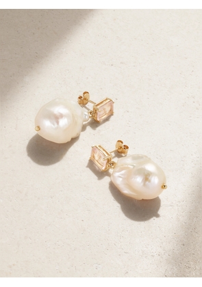 Mateo - 14-karat Gold, Pearl And Rose Quartz Earrings - One size