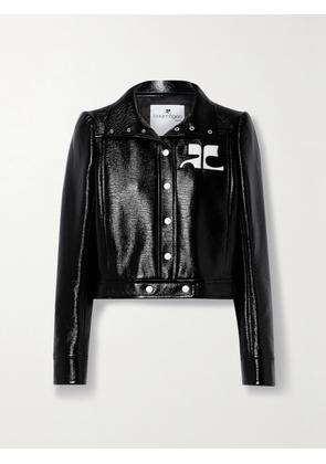 COURREGES - Reedition Coated Cotton-blend Jacket - Black - IT34,IT36,IT38,IT40,IT42,IT44