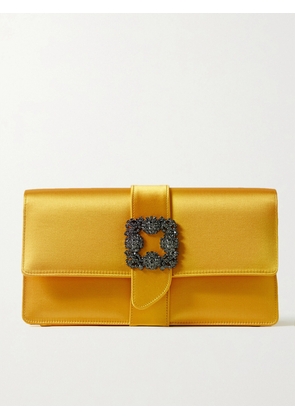 Manolo Blahnik - Capri Crystal-embellished Satin Clutch - Yellow - One size