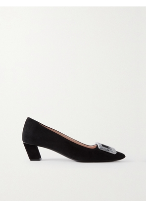 Roger Vivier - Belle Vivier 45 Embellished Suede Pumps - Black - IT34,IT34.5,IT35,IT35.5,IT36,IT36.5,IT37,IT37.5,IT38,IT38.5,IT39,IT39.5,IT40,IT40.5,IT41,IT41.5,IT42