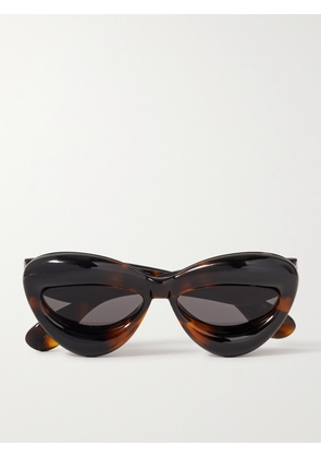 Loewe - Inflated Cat-eye Tortoiseshell Acetate Sunglasses - Brown - One size