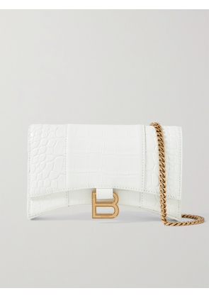 Balenciaga - Hourglass Croc-effect Leather Shoulder Bag - White - One size