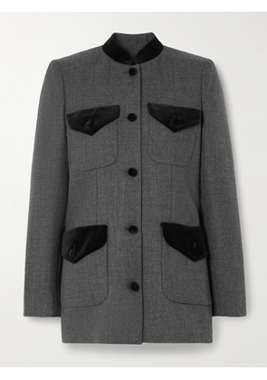 LIBEROWE - + Net Sustain Raja Velvet-trimmed Wool-tweed Blazer - Gray - x small,small,medium,large,x large