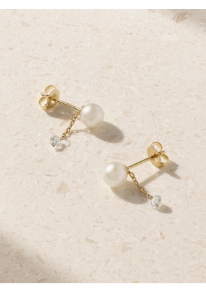 Mizuki - 14-karat Gold, Pearl And Diamond Earrings - One size
