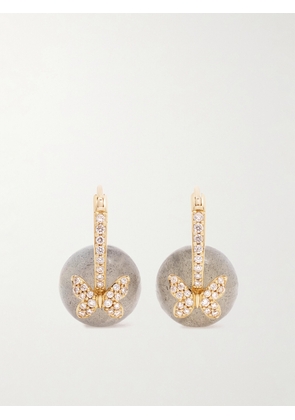 Sydney Evan - Butterfly 14-karat Gold, Labradorite And Diamond Earrings - Gray - One size