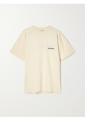 Balenciaga - Embroidered Cotton-jersey T-shirt - Cream - XS,S,M,L