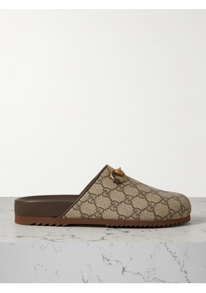 Gucci - Sol Embellished Leather-trimmed Canvas-jacquard Slippers - Neutrals - IT34,IT34.5,IT35,IT35.5,IT36,IT36.5,IT37,IT37.5,IT38,IT38.5,IT39,IT39.5,IT40,IT40.5,IT41,IT41.5,IT42