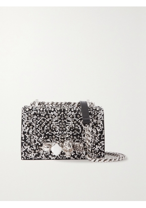 MCQUEEN - Jewelled Satchel Mini Embellished Suede Shoulder Bag - Black - One size