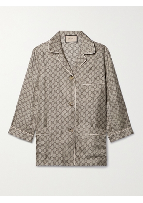 Gucci - Silk-satin Jacquard Shirt - Brown - IT34,IT36,IT38,IT40,IT42,IT44,IT46,IT48,IT50,IT52