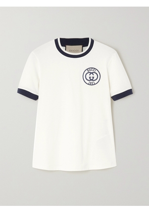 Gucci - Embroidered Cotton-jersey T-shirt - White - XXS,XS,S,M,L,XL,XXL