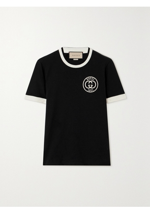 Gucci - Embroidered Cotton-jersey T-shirt - Black - XXS,XS,S,M,L,XL,XXL,XXXL