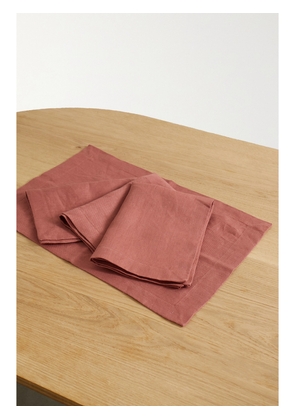 L'Objet - Set Of Four Washed Linen-sateen Placemats - Red - One size