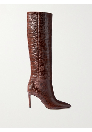 Paris Texas - Stiletto Croc-effect Leather Knee Boots - Brown - IT36,IT36.5,IT37,IT37.5,IT38,IT38.5,IT39,IT39.5,IT40,IT40.5,IT41,IT41.5,IT42