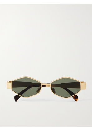 CELINE Eyewear - Triomphe Hexagon-frame Gold-tone Sunglasses - One size