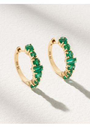 Ileana Makri - 18-karat Gold Emerald Hoop Earrings - Green - One size