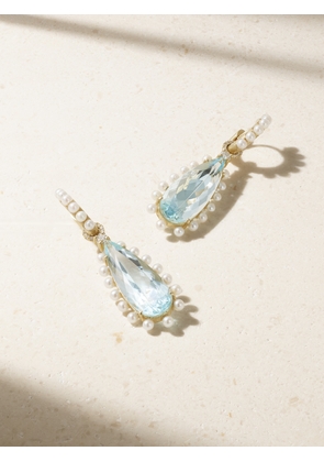 Irene Neuwirth - Gemmy Gem 18-karat Gold Diamond, Aquamarine And Pearl Earrings - One size