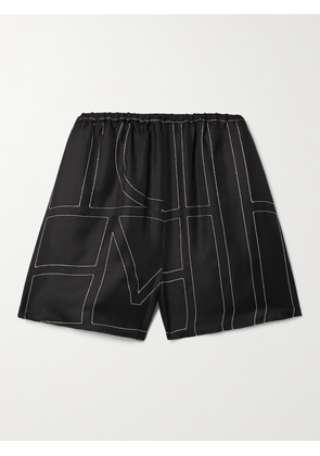 TOTEME - Embroidered Silk-twill Shorts - Black - DK32,DK34,DK36,DK38,DK40