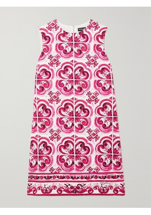 Dolce & Gabbana - Maiolica Printed Cotton-blend Mini Dress - Pink - IT36,IT38,IT40,IT42,IT44,IT46,IT48,IT50