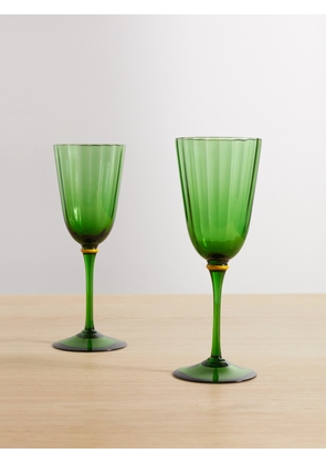 La DoubleJ - Set Of Two Murano Wine Glasses - Green - One size