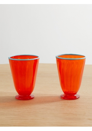 La DoubleJ - Rainbow Set Of Two Murano Glasses - Orange - One size