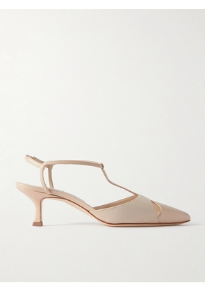 Manolo Blahnik - Turgimod 50 Cutout Leather And Suede Slingback Pumps - Cream - IT35,IT35.5,IT36,IT36.5,IT37,IT37.5,IT38,IT38.5,IT39,IT39.5,IT40,IT40.5,IT41,IT41.5,IT42